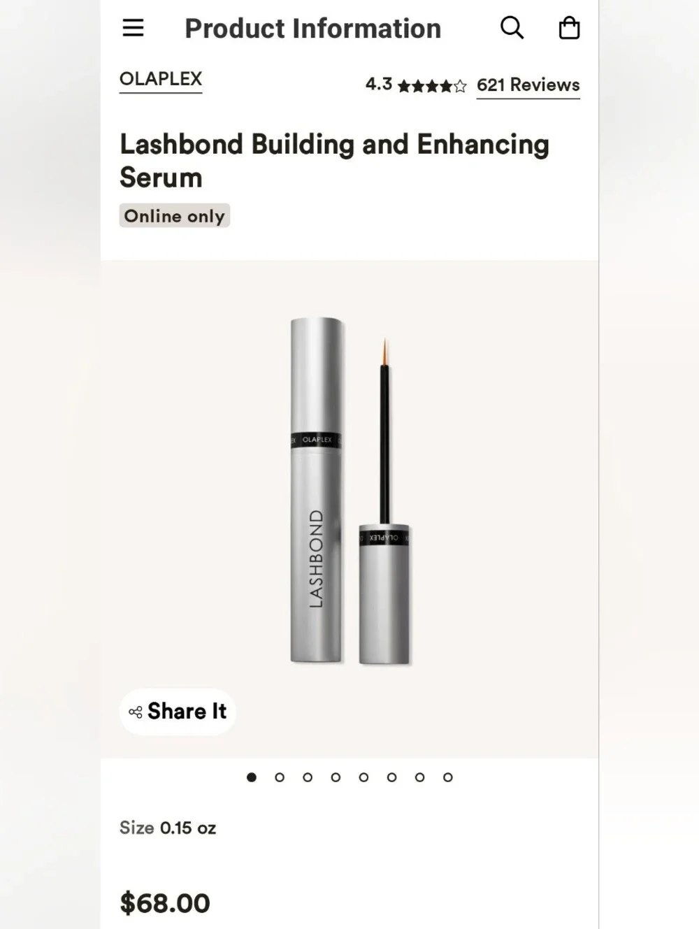 NEW & UNOPENED OLAPLEX Lashbond Building Serum Eyelash Enhancer